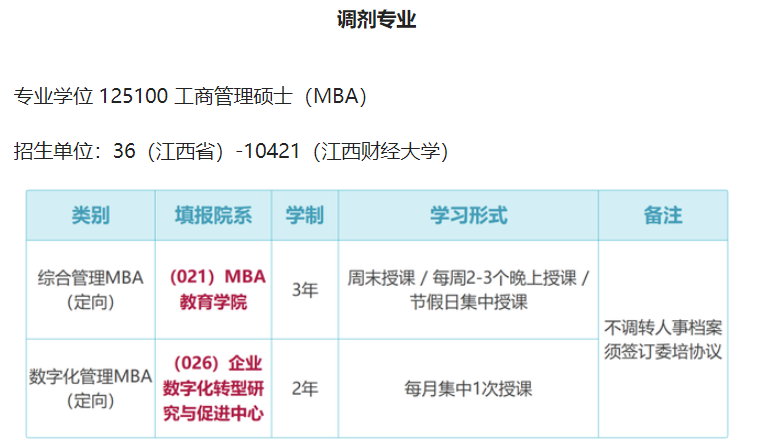 調(diào)劑【12小時】｜江西財經(jīng)大學(xué)2023工商管理碩士MBA（非全日制）調(diào)劑時間通知