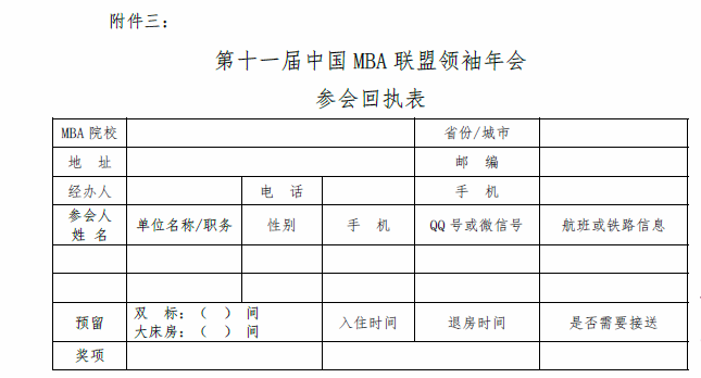 參會(huì)回執(zhí)表